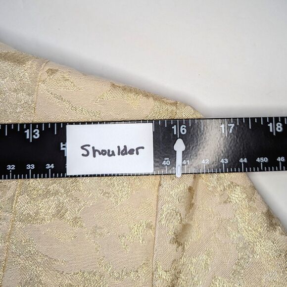 Chico's Belle Amour Odette Gold Metallic Brocade Floral Blazer Jacket Sz 0 Small - Picture 7 of 14